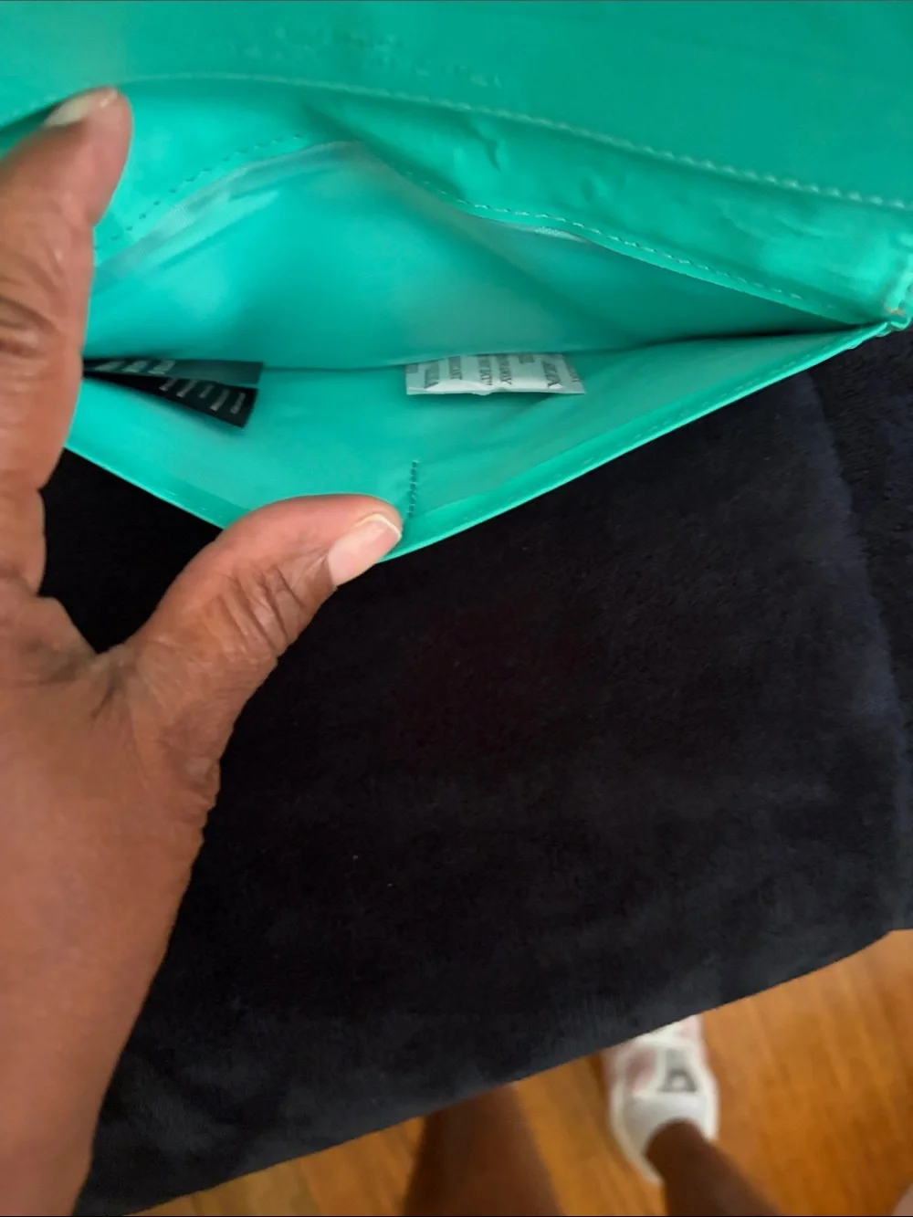 Badgley Mischka Quilted Turquoise Envelope Wallet with Logo